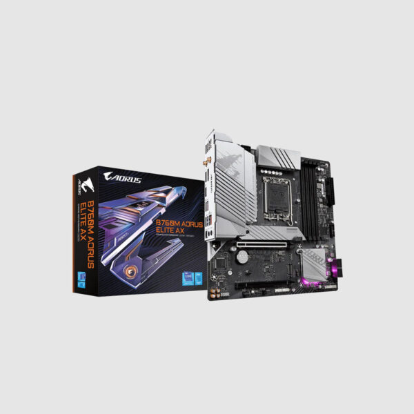MOTHERBOARD GIGABYTE (B760M AORUS ELITE AX) SOCKET 1700, 4*DDR5 7600MHZ, HDMI, DP, MICRO ATX,WIFI 6E