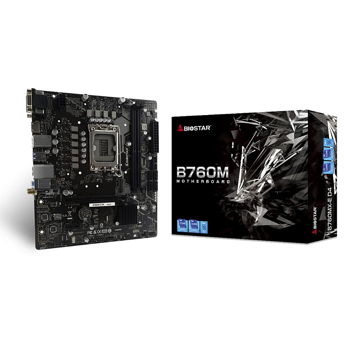 MB BIOSTAR (B760MX2-E D4), LGA1700, DDR4 4400, USB 3.2 GEN1, PCIE M.2 4.0, HDMI, VGA, DVI, RJ45, MICRO ATX