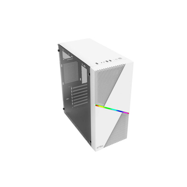 GABINETE ACTECK (AC-935722) DRACO GM450,ATX,FUENTE 500W,2*USB 2.0,RGB,CRISTAL TEMP,BLANCO