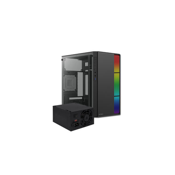 GABINETE ACTECK (AC-935753) FUSION II GI440,MICRO ATX,FUENTE 500W,1*USB 3.0,RGB,ACRILICO,NEGRO