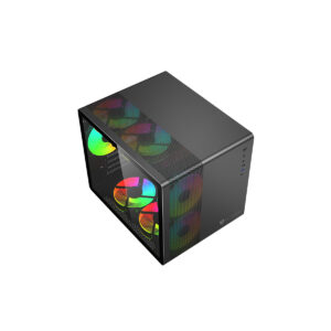 GABINETE BALAM RUSH (BR-936033) TANK MINI GI930,MICRO ATX,1*USB 3.0,1*USB C,CRISTAL TEMP,MALLA,NEGRO
