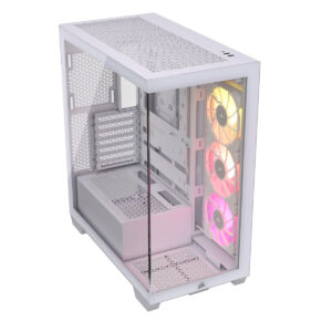 GABINETE CORSAIR (CC-9011281-WW) ICUE LINK 3500X RGB,BLANCO,CRISTAL TEMPLADO,MED-TORRE,SIN FUENTE