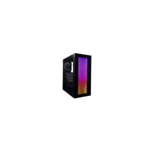 GABINETE EVOTEC (EV-1020) BEIJING,MICRO ATX,SIN FUENTE,2*USB 2.0,1*USB 3.0,3*FAN,RGB,CRISTAL T,NEGRO