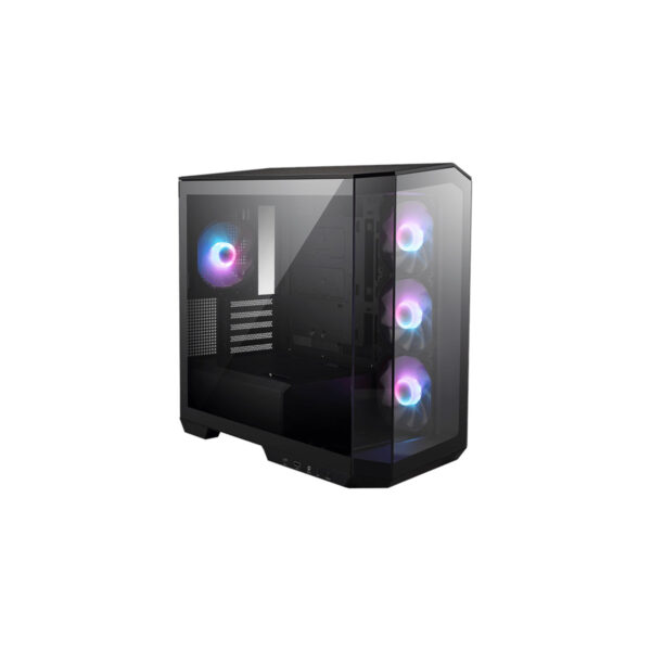 GABINETE MSI (MAG PANO M100R PZ) NEGRO, VIDRIO TEMPLADO, 4*VENTILADOR ARGB, MICRO ATX, SIN FUENTE