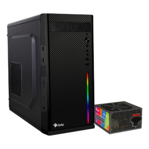 GABINETE STYLOS (STGASC1B) SECAI, MICRO ATX, 2*USB 1.0, 1*USB 3.0, RGB, FUENTE 550W, NEGRO