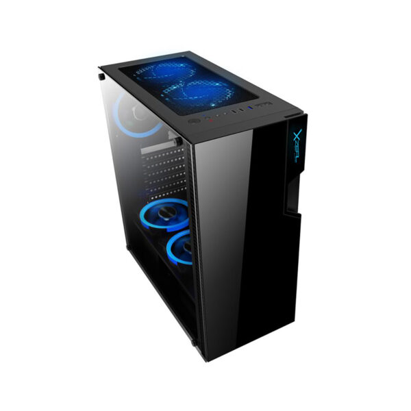 GABINETE XZEAL (XZCGB06B) ZX130, MICRO ATX,CRISTAL,1*USB 3.0,1*USB 2.0,3*VENTRGB,SIN FUENTE,NEGRO