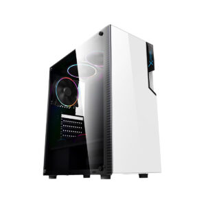 GABINETE XZEAL (XZCGB06W) ZX130, MICRO ATX,CRISTAL,1*USB 3.0,1*USB 2.0,3*VENT RGB,SIN FUENTE,BLANCO