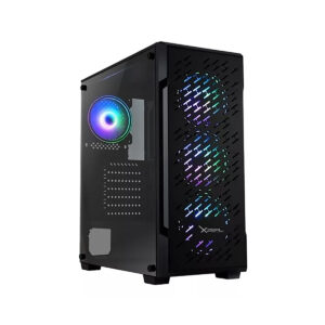 GABINETE XZEAL (XZCGB07B) ZX135, MICRO ATX,CRISTAL,1*USB 3.0,2*USB 2.0,3*VENT RGB,SIN FUENTE, NEGRO