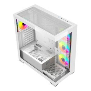 GABINETE XZEAL (XZCGB08W) YRDEN XZ140, ATX, CRISTAL, 4*VENT RGB, SIN FUENTE, BLANCO