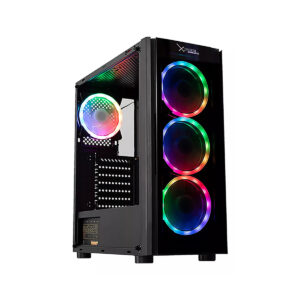GABINETE XZEAL (XZCGB12B) XZ110-1, MICRO ATX,CRISTAL,1*USB 3.0,1*USB 2.0,3*VENT RGB,SIN FUENTE,NEGRO