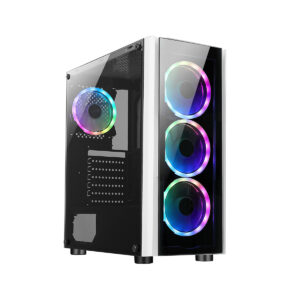 GABINETE XZEAL (XZCGB12W) ZX110-1, MICRO ATX,CRISTAL,1*USB 3.0,1*USB 2.0,3*VENT RGB,SIN FUENTE,NEGRO