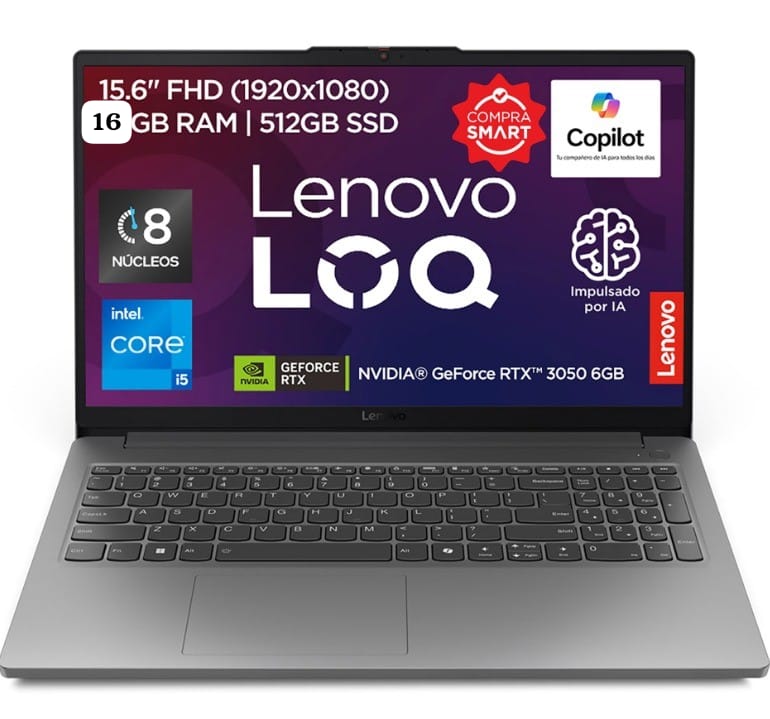 LAPTOP LENOVO IDEA GAMING LOQ 15IAX9E / CORE I5 12450HX /16GB /512GB /RTX 3050 6GB